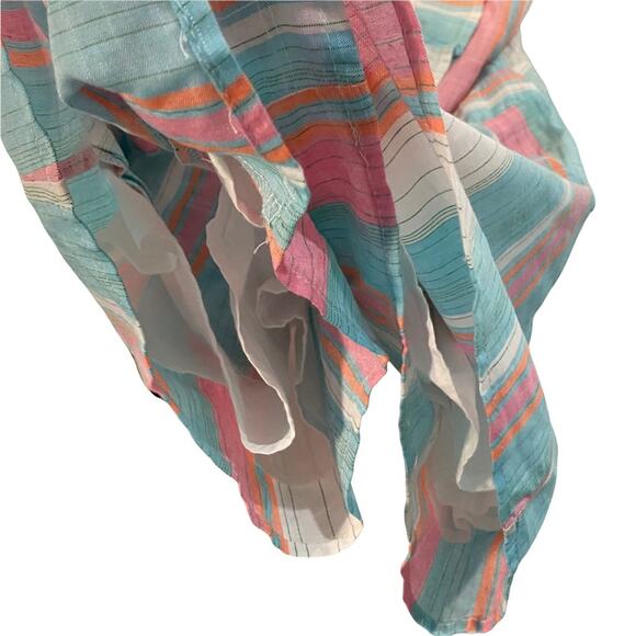 Vici Cotton Candy Pastels Striped Ruffled Romper M shorts linen - Picture 4 of 6